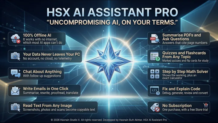 HSX AI Assistant Pro for Windows by Hasnain Studio X
