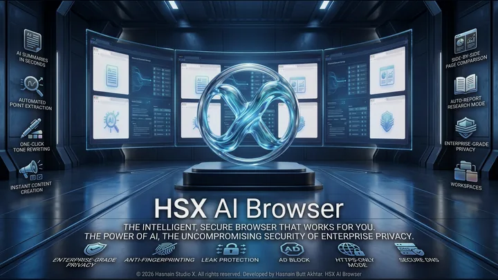HSX AI Browser for Windows by Hasnain Studio X