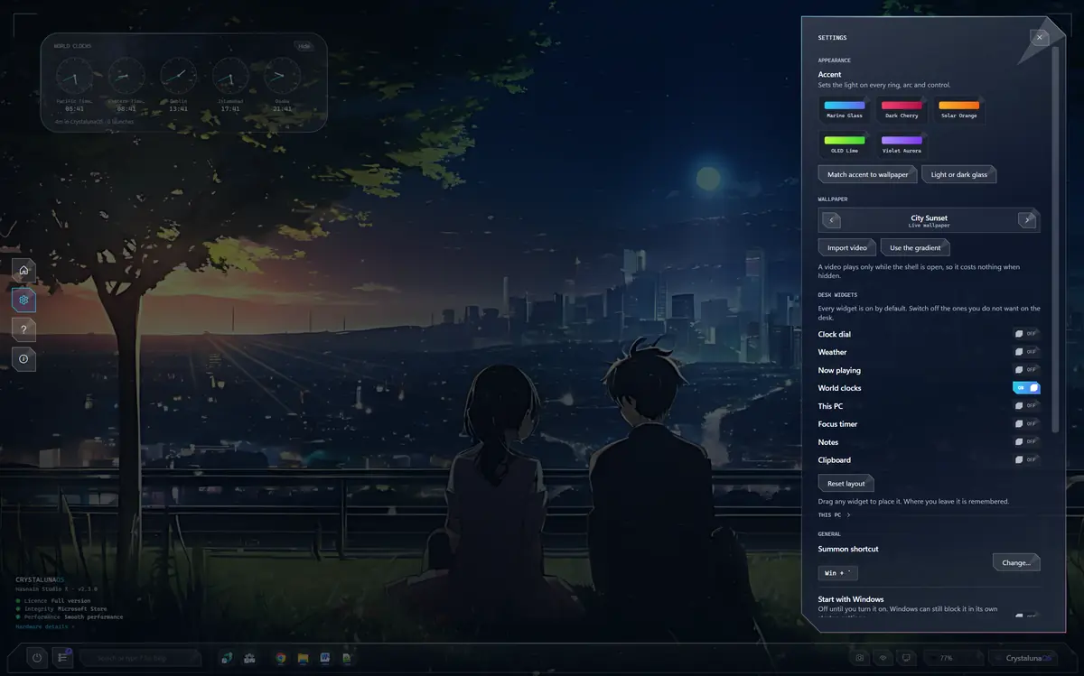 CrystalunaOS running on Windows, screen 3 of 4