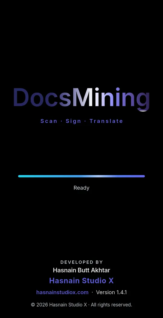 DocsMining running on Android, screen 1 of 6