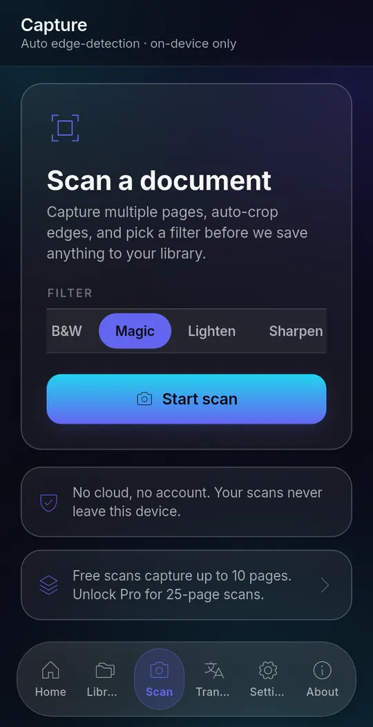 DocsMining running on Android, screen 4 of 6