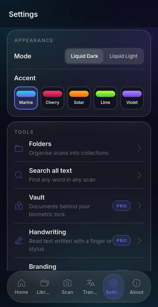 DocsMining running on Android, screen 6 of 6