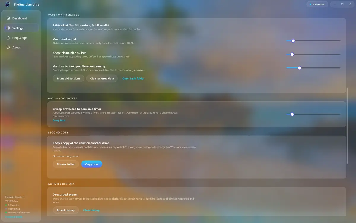 FileGuardian Ultra running on Windows, screen 1 of 4