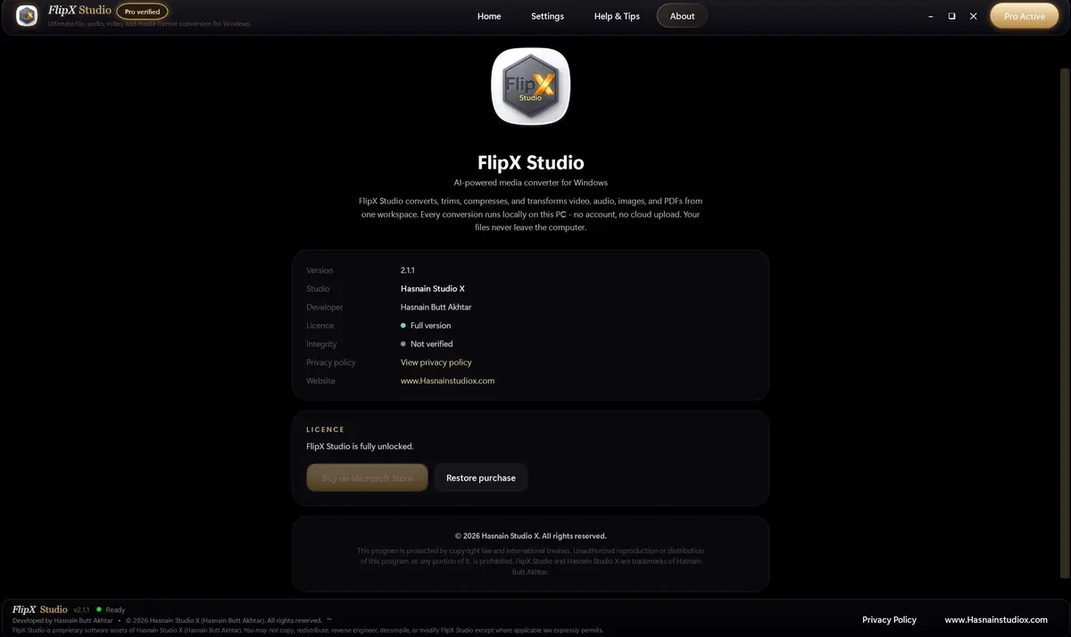 FlipX Studio running on Windows, screen 2 of 4