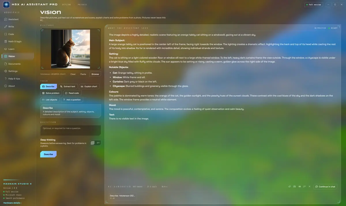 HSX AI Assistant Pro running on Windows, screen 3 of 4