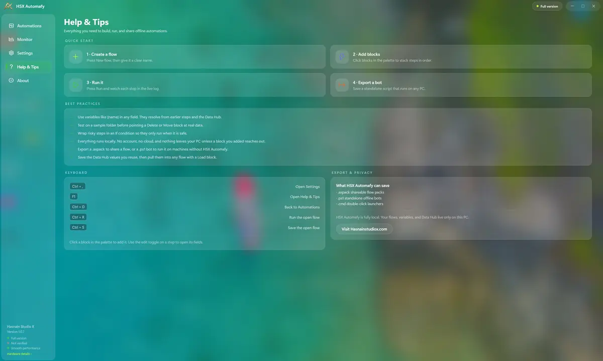 HSX Automafy running on Windows, screen 3 of 4