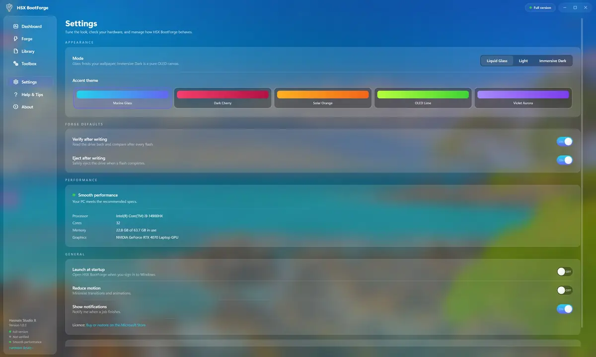 HSX BootForge running on Windows, screen 3 of 4