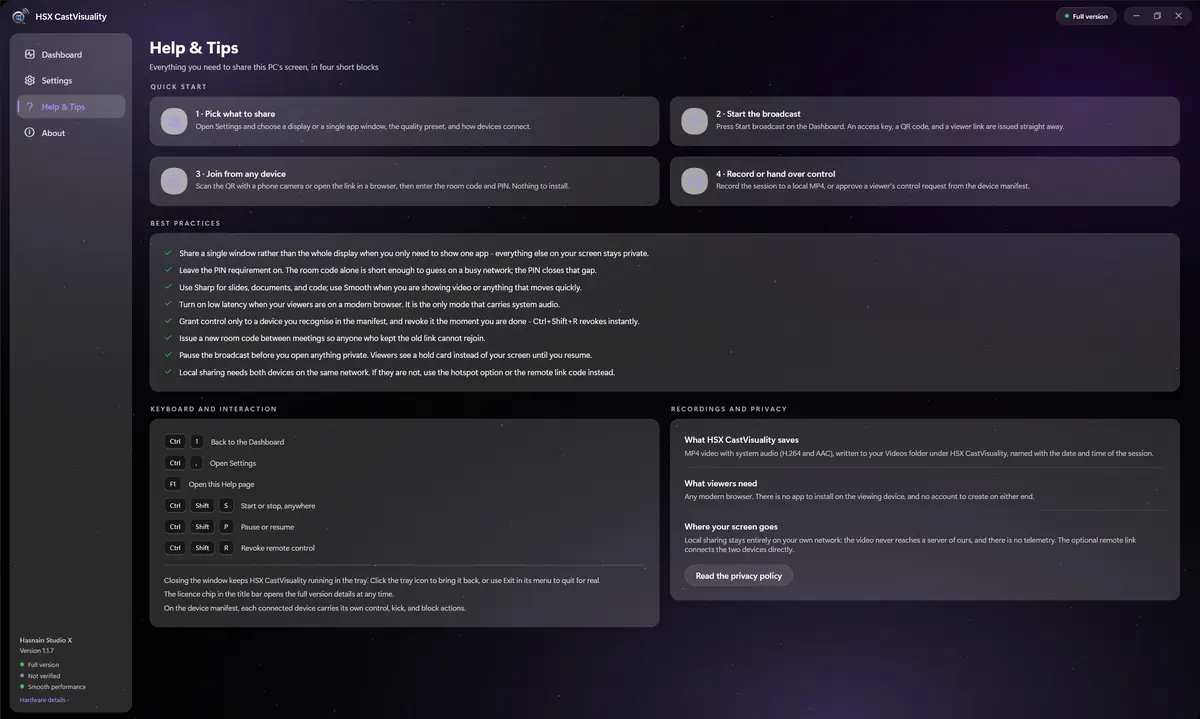 HSX CastVisuality running on Windows, screen 2 of 4