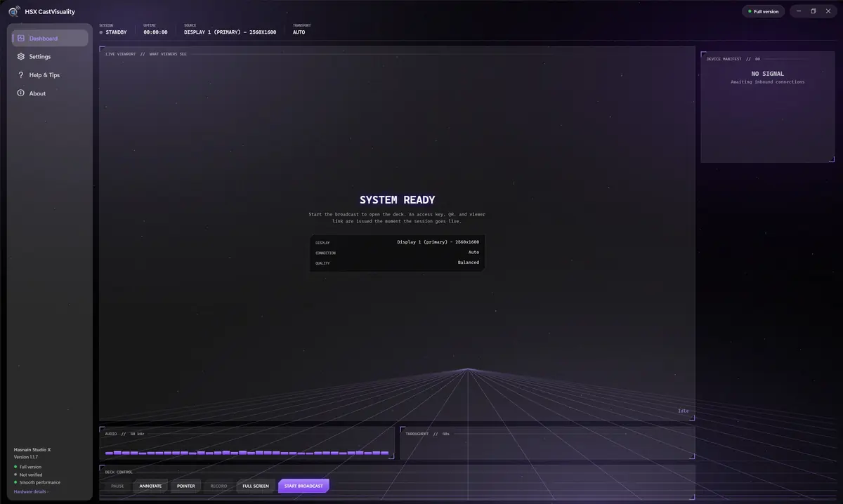 HSX CastVisuality running on Windows, screen 3 of 4