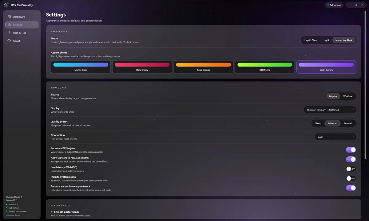 HSX CastVisuality running on Windows, screen 4 of 4