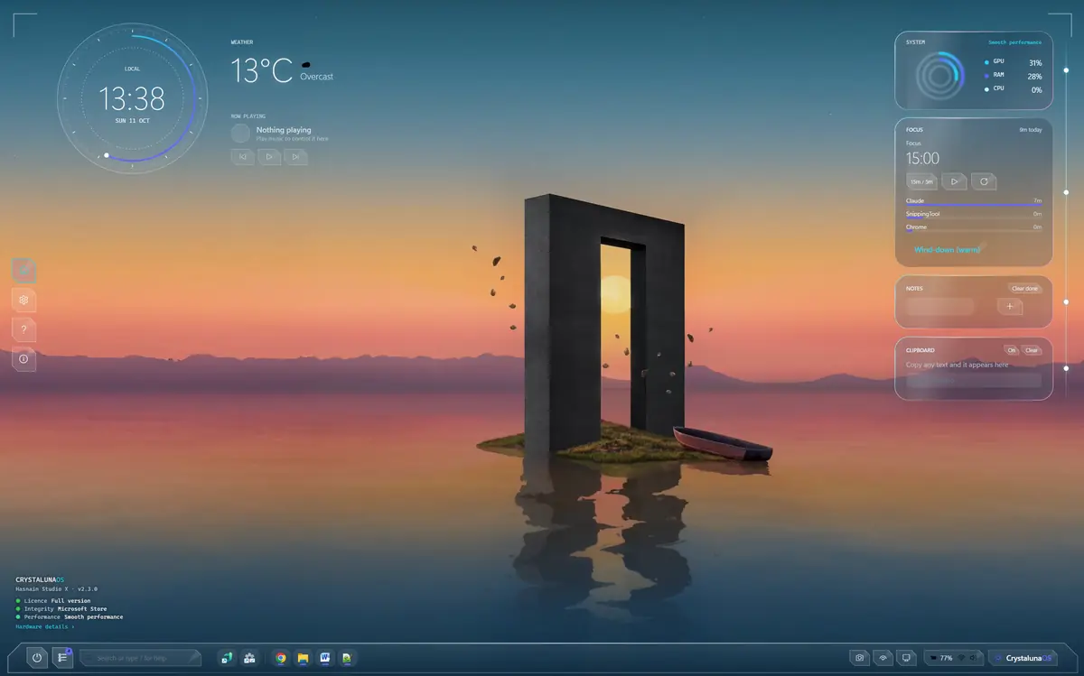 HSX CrystalunaOS running on Windows, screen 4 of 4