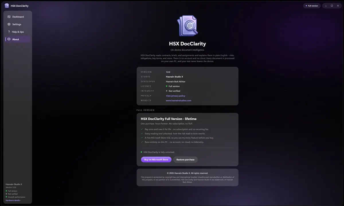 HSX DocClarity running on Windows, screen 1 of 4