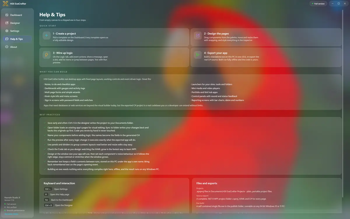 HSX ExeCrafter running on Windows, screen 3 of 4
