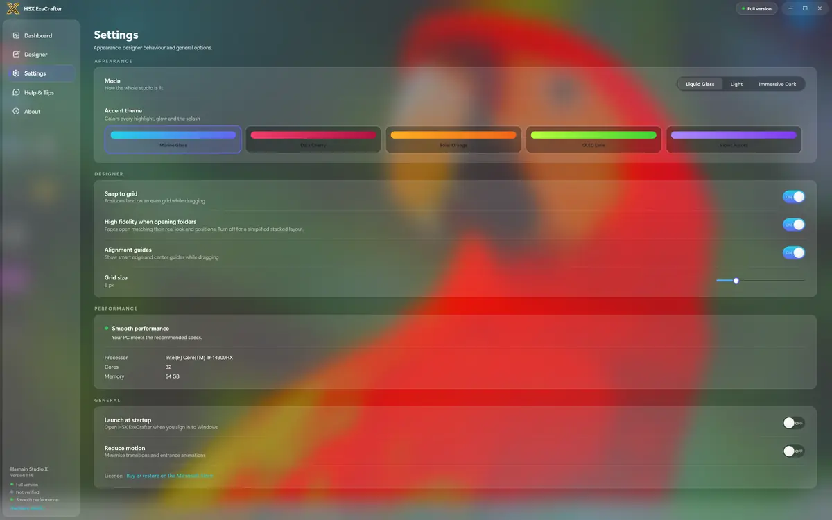 HSX ExeCrafter running on Windows, screen 4 of 4
