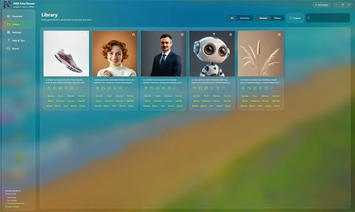 HSX FotoTensor running on Windows, screen 2 of 4