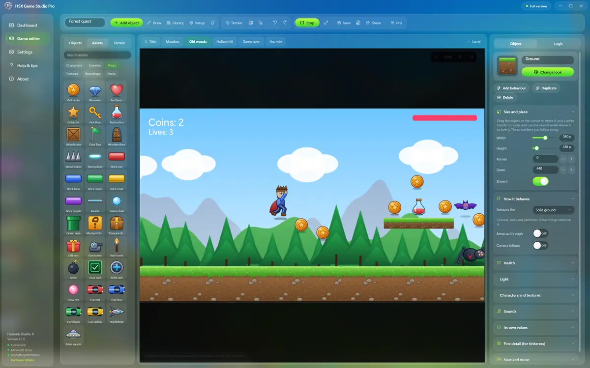 HSX Game Studio Pro running on Windows, screen 2 of 4