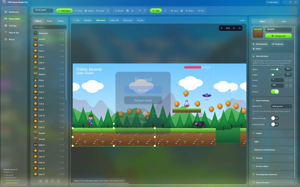 HSX Game Studio Pro running on Windows, screen 3 of 4