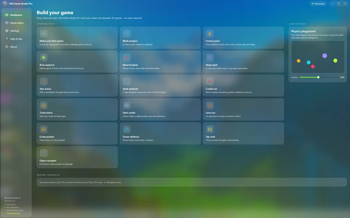 HSX Game Studio Pro running on Windows, screen 4 of 4