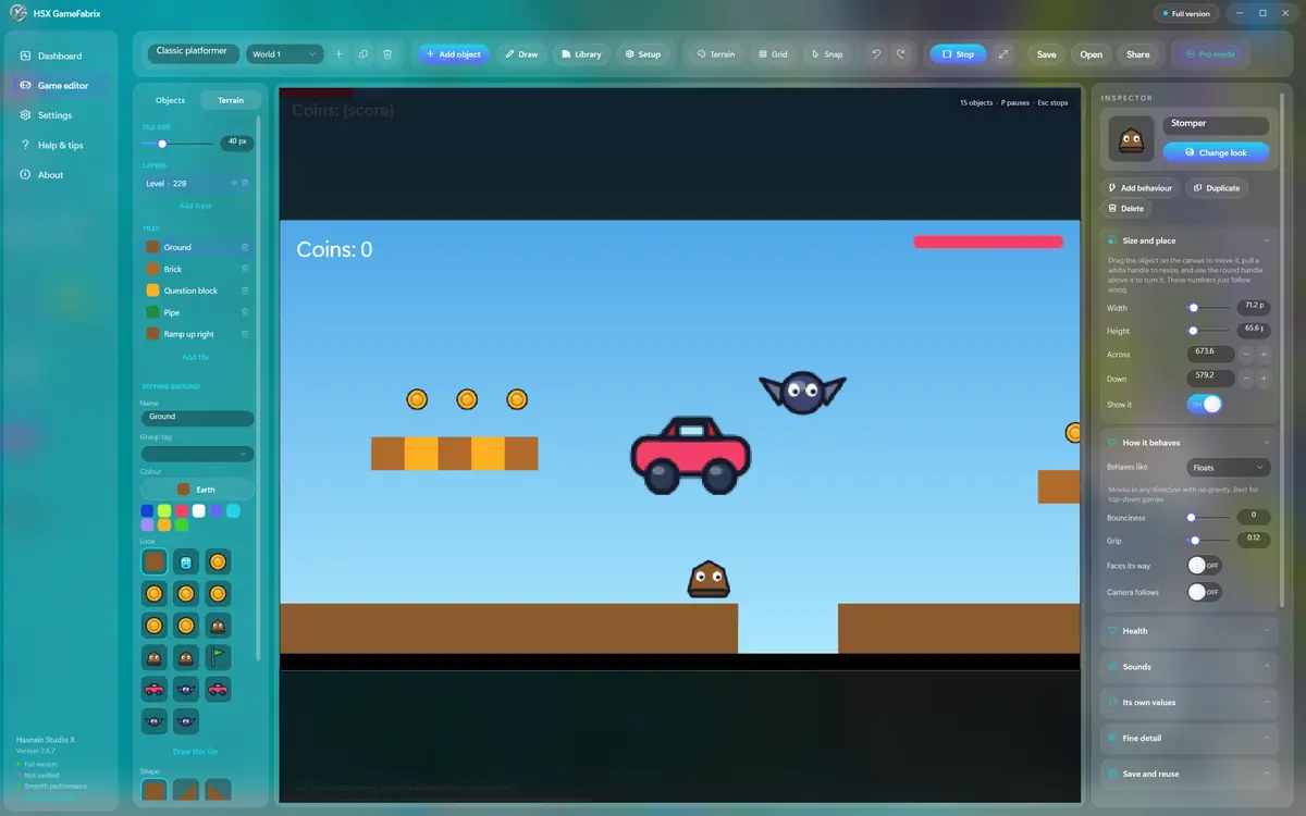 HSX GameFabrix running on Windows, screen 2 of 4