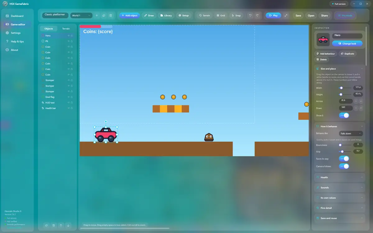 HSX GameFabrix running on Windows, screen 3 of 4