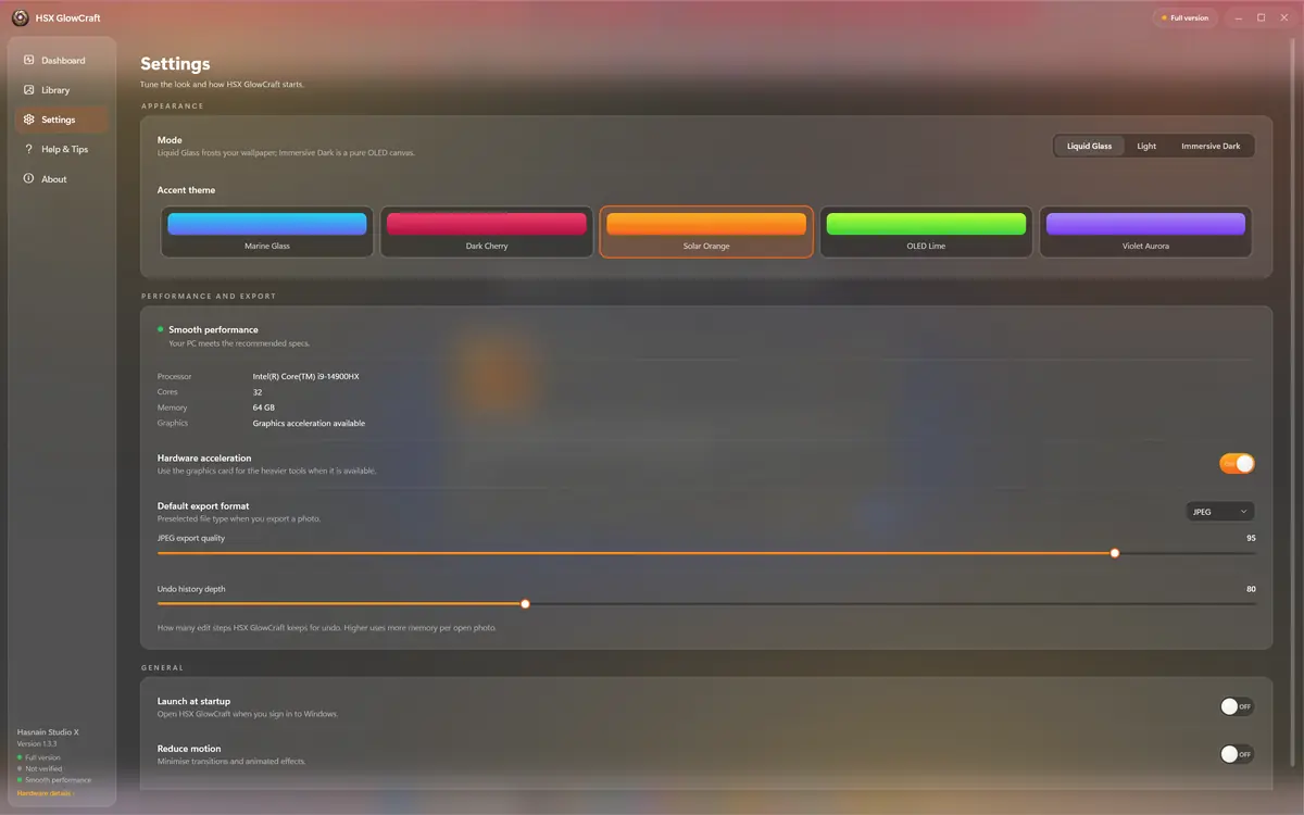 HSX GlowCraft running on Windows, screen 3 of 4