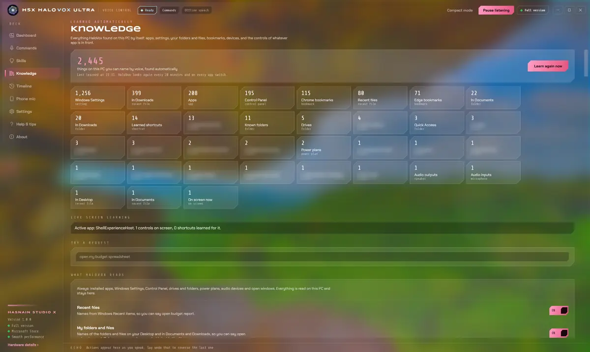 HSX HaloVox Ultra running on Windows, screen 3 of 4
