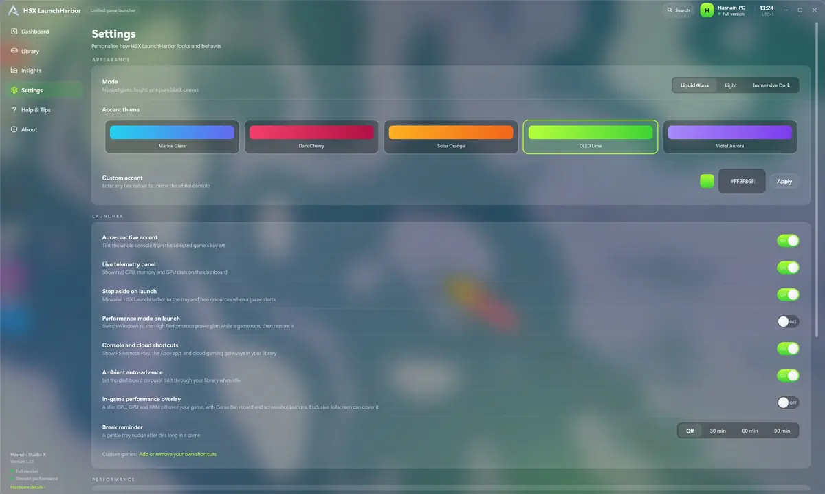 HSX LaunchHarbor running on Windows, screen 4 of 4