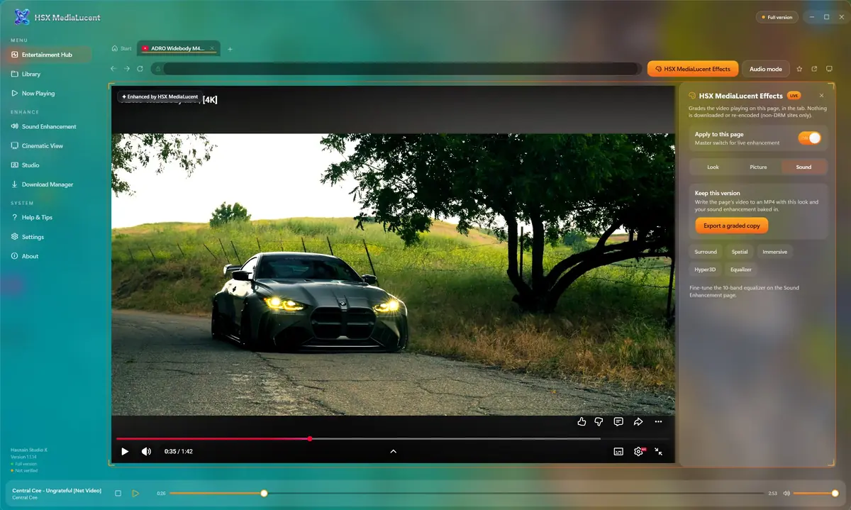 HSX MediaLucent running on Windows, screen 3 of 4