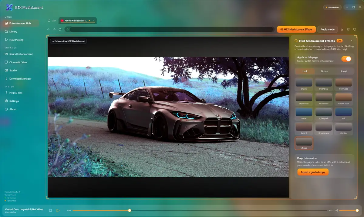 HSX MediaLucent running on Windows, screen 4 of 4