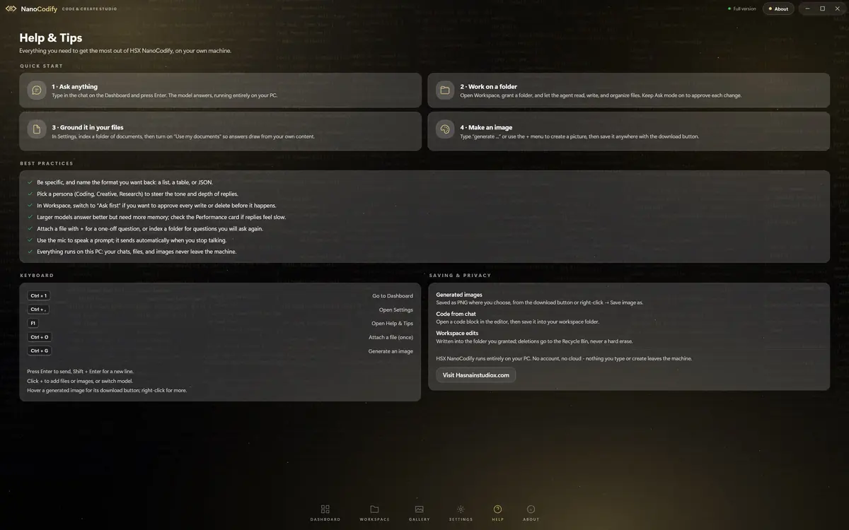 HSX NanoCodify running on Windows, screen 4 of 4