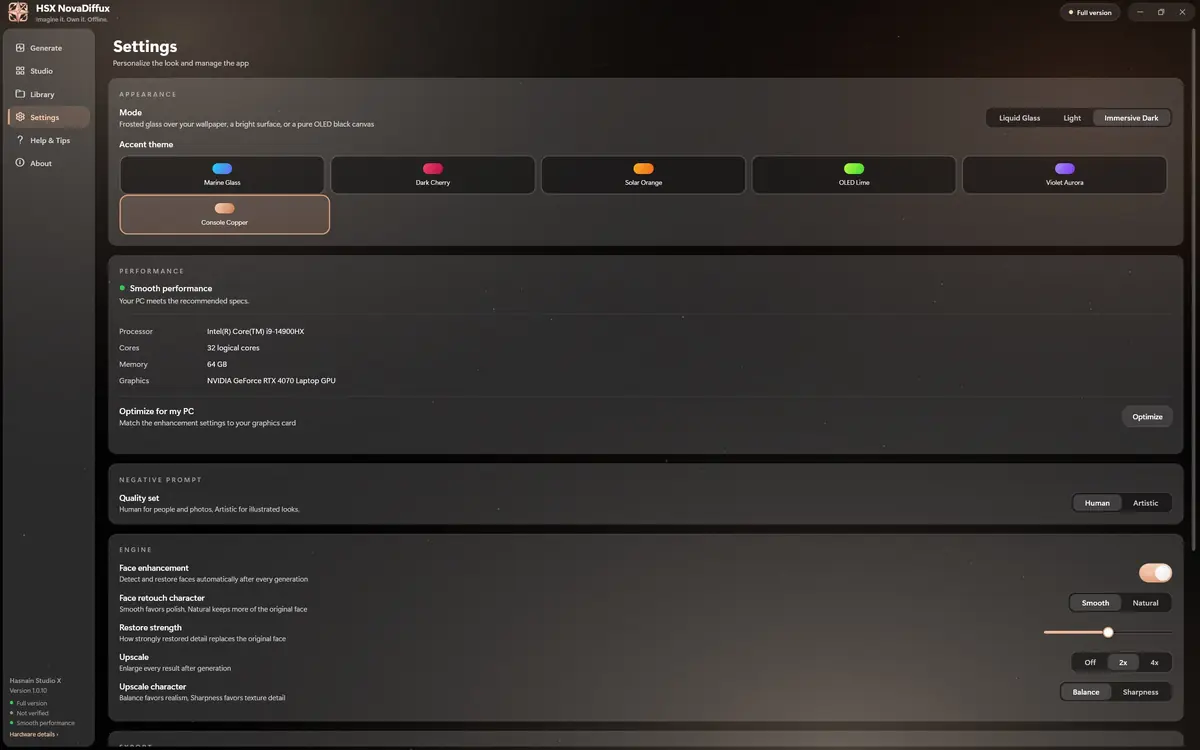 HSX NovaDiffux running on Windows, screen 2 of 4