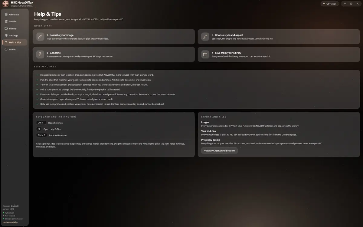 HSX NovaDiffux running on Windows, screen 3 of 4