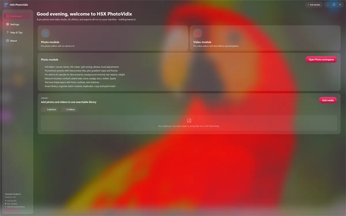HSX PhotoVidix running on Windows, screen 2 of 4