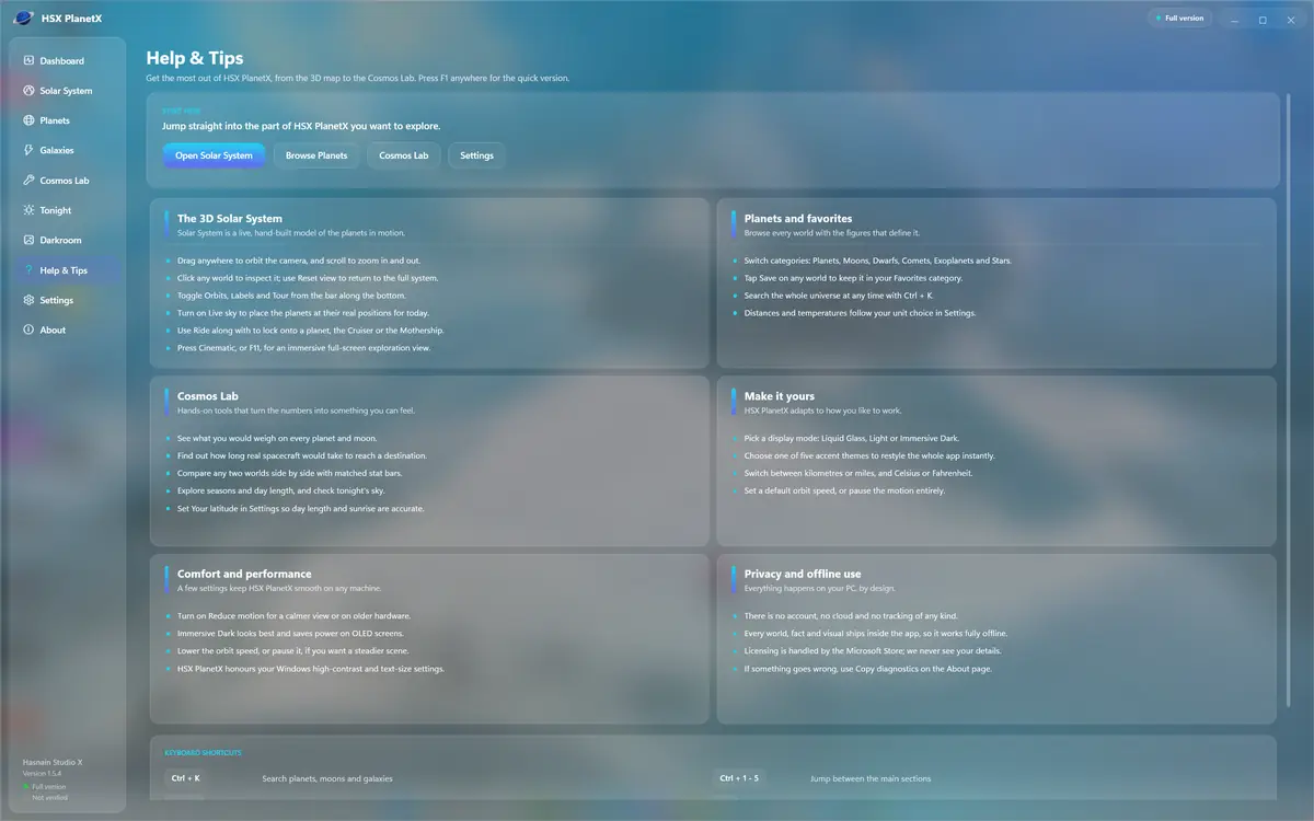HSX PlanetX running on Windows, screen 3 of 4