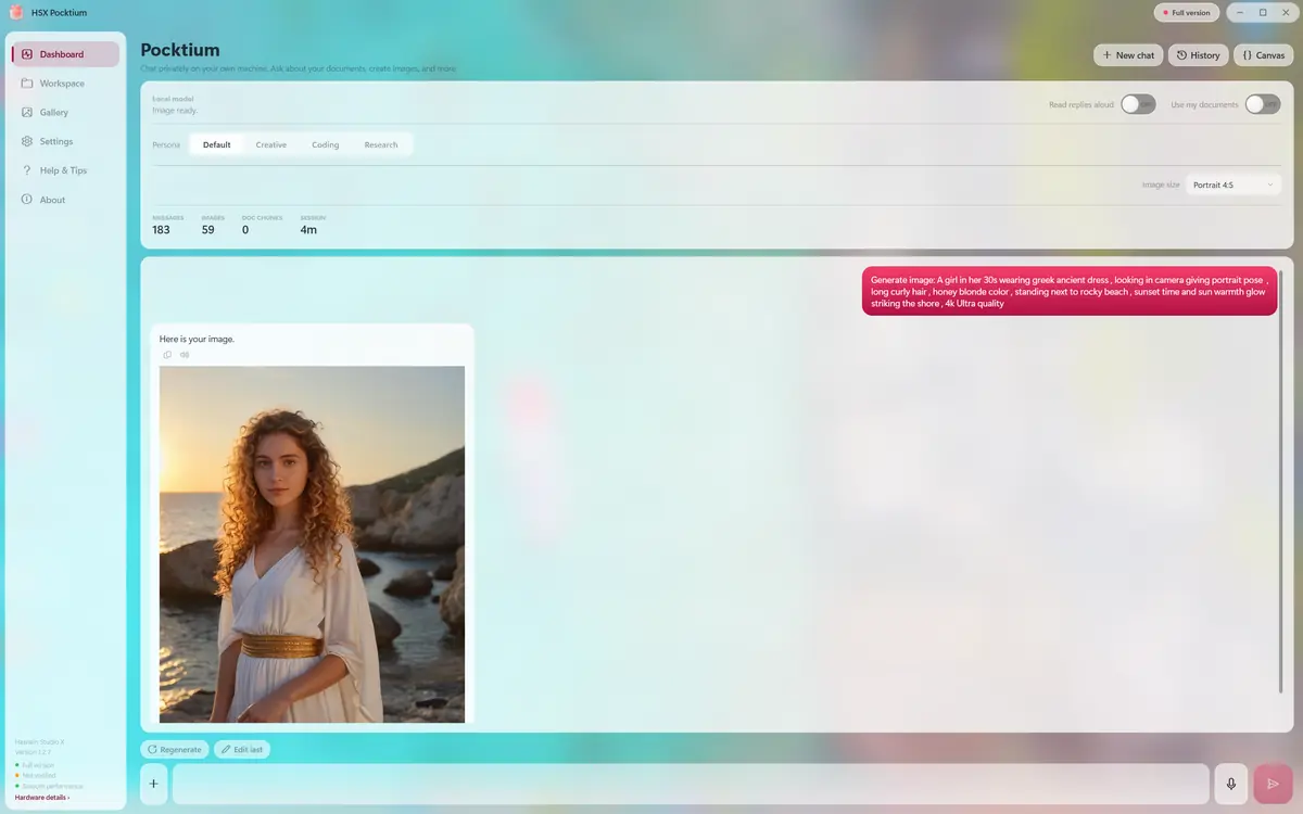 HSX Pocktium running on Windows, screen 4 of 4
