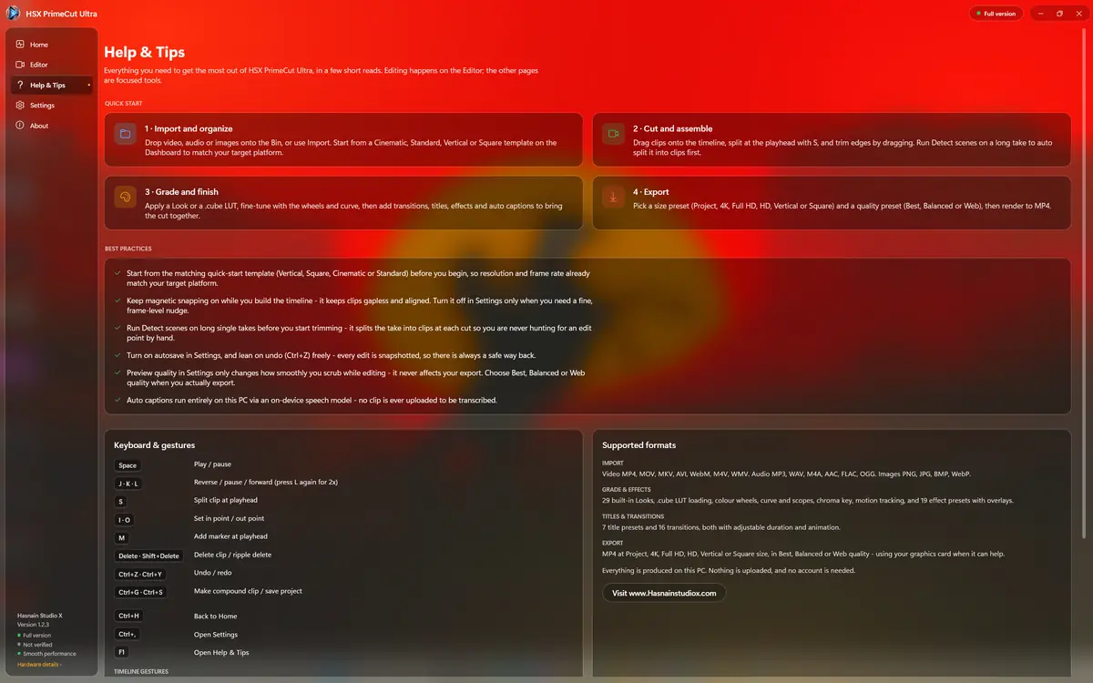 HSX PrimeCut Ultra running on Windows, screen 4 of 4