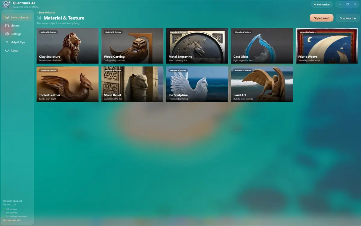 HSX QuantumGen AI Studio running on Windows, screen 3 of 4