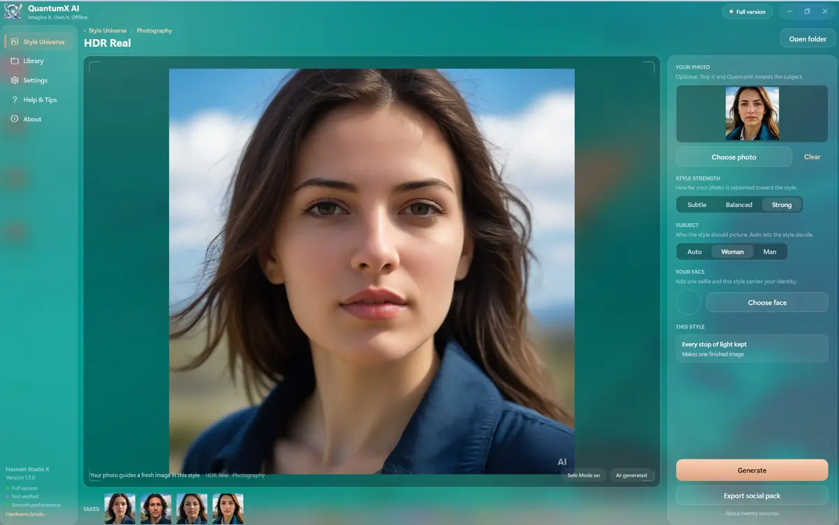 HSX QuantumGen AI Studio running on Windows, screen 4 of 4