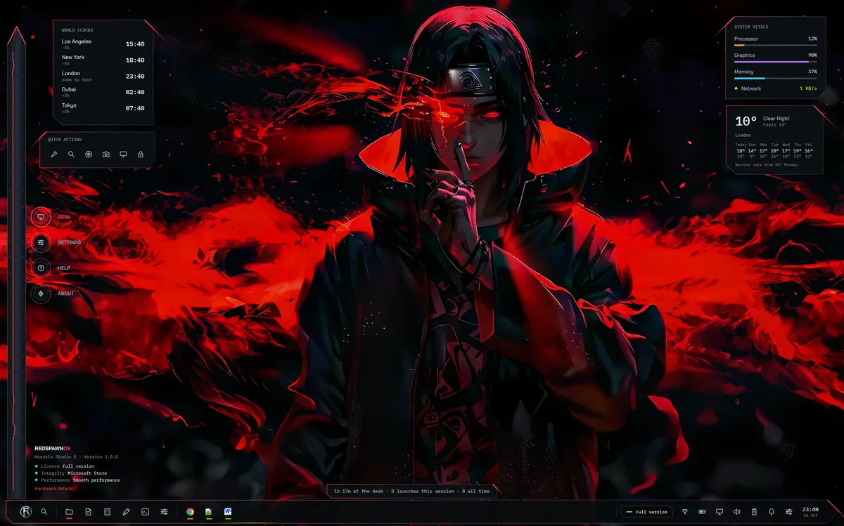 HSX RedspawnOS running on Windows, screen 2 of 4