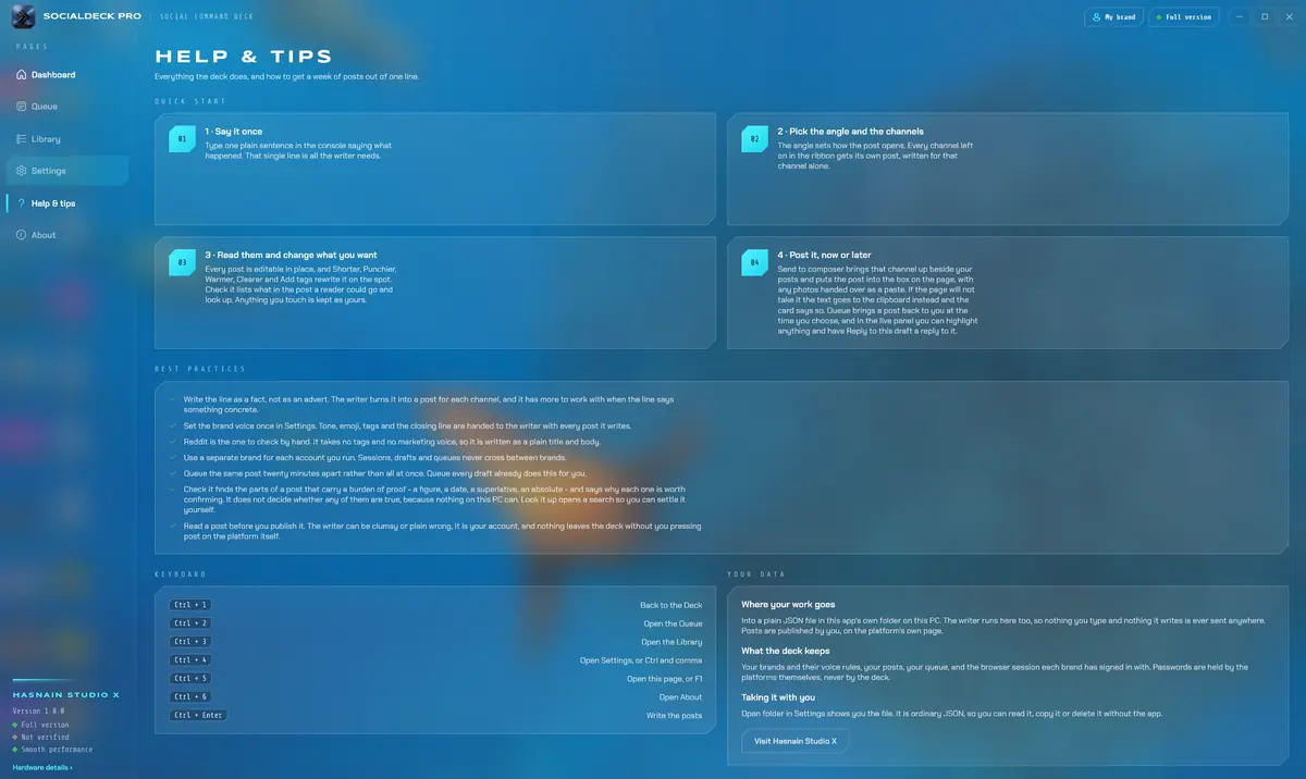 HSX SocialDeck Pro running on Windows, screen 3 of 4