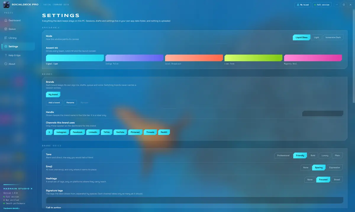 HSX SocialDeck Pro running on Windows, screen 4 of 4