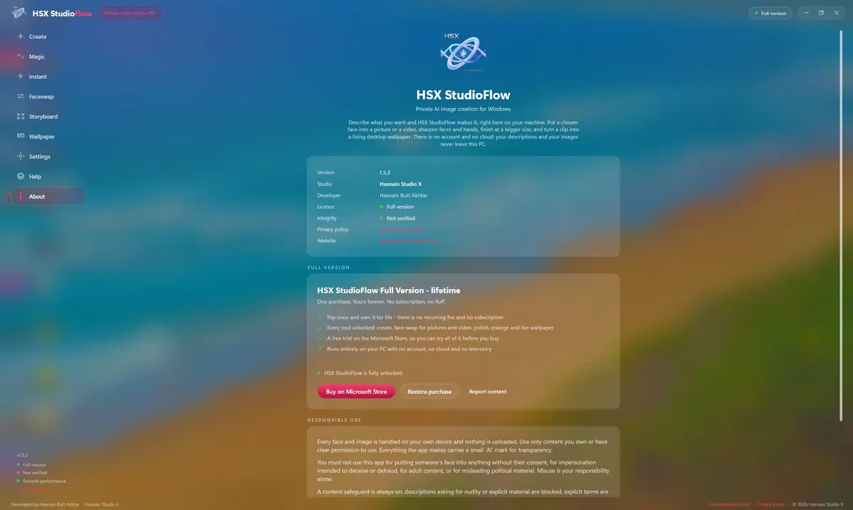 HSX StudioFlow running on Windows, screen 1 of 4