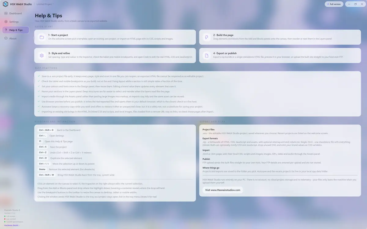 HSX WebX Studio running on Windows, screen 4 of 4