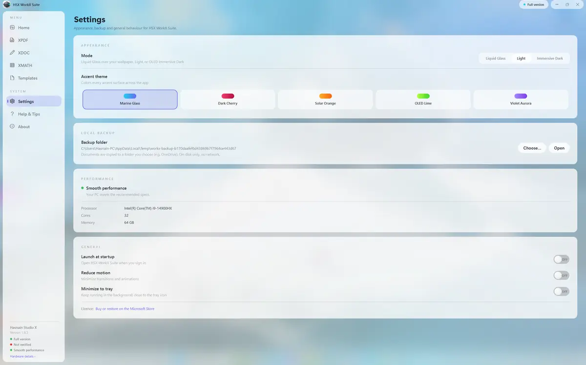 HSX WorkX Suite running on Windows, screen 4 of 4