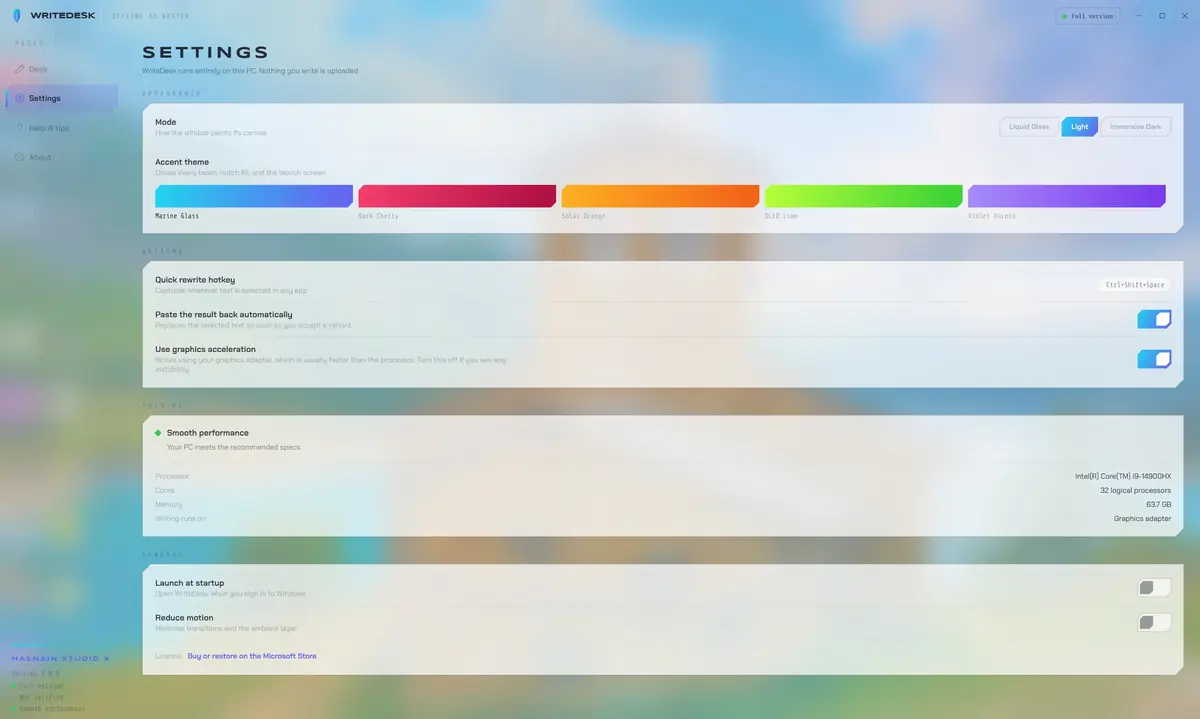 HSX WriteDesk running on Windows, screen 3 of 4