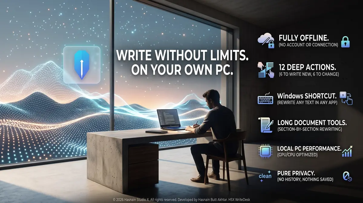 HSX WriteDesk running on Windows, screen 4 of 4