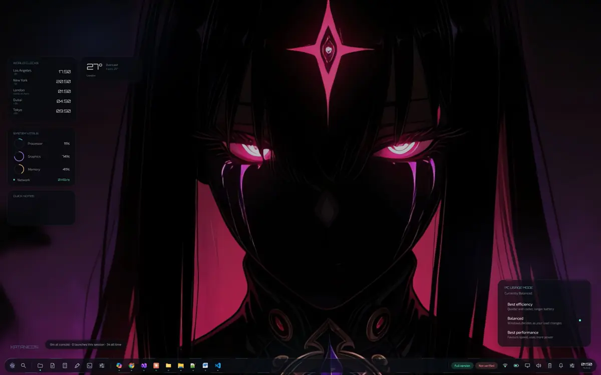 KatanicOS running on Windows, screen 1 of 2