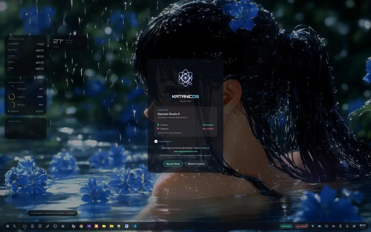 KatanicOS running on Windows, screen 2 of 2