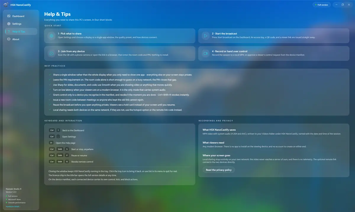 NanoCastify Pro running on Windows, screen 3 of 4