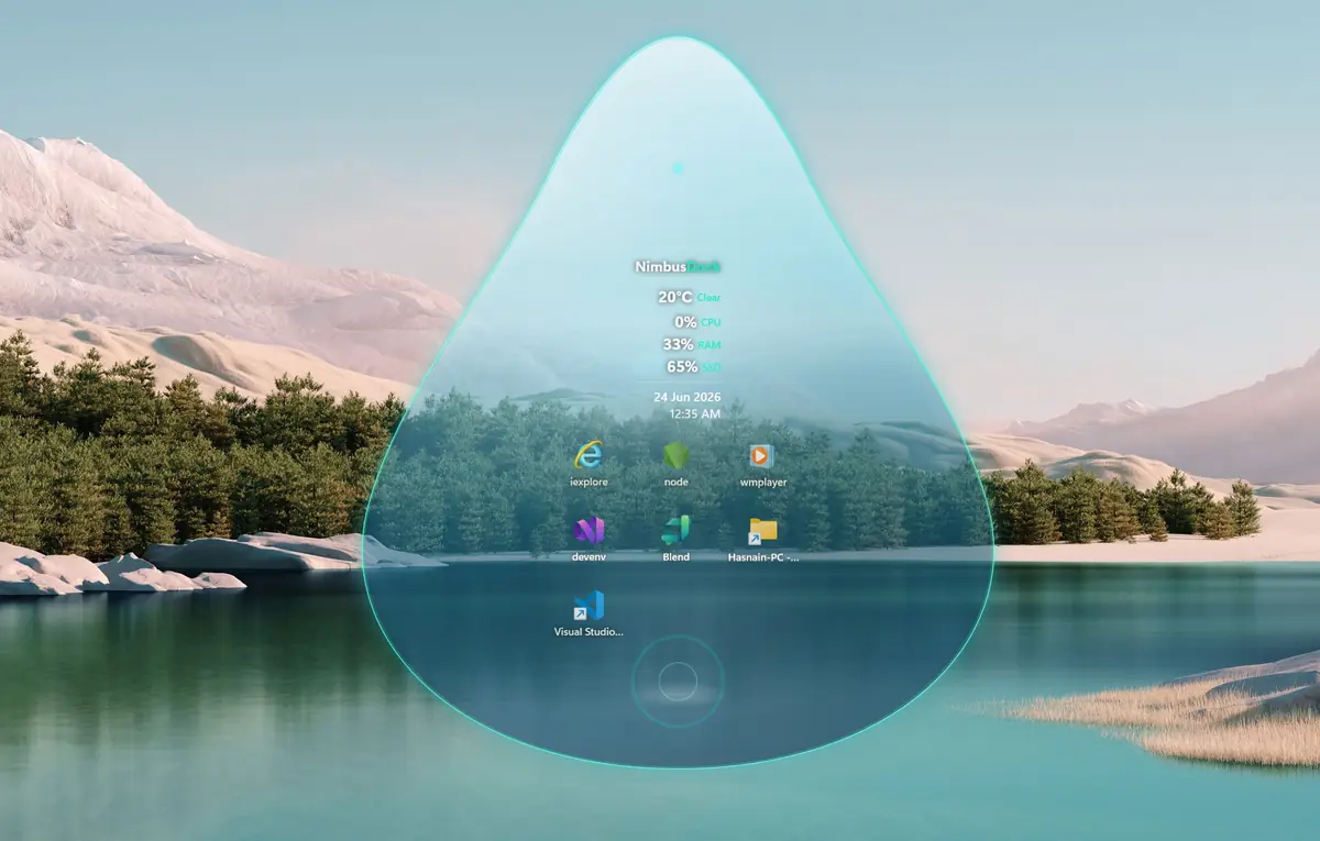 NimbusDock running on Windows, screen 1 of 4